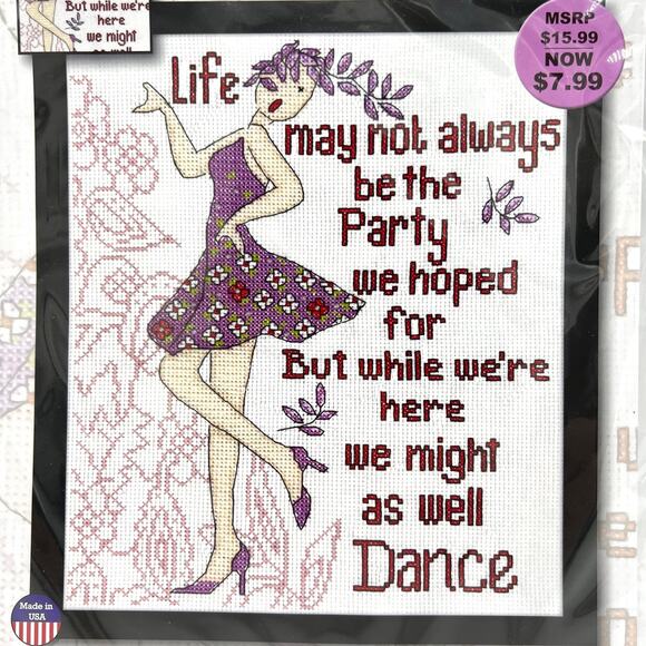 Might as Well Dance Party Counted Cross Stitch Kit 8x10 Design Works Made in USA - Picture 1 of 7